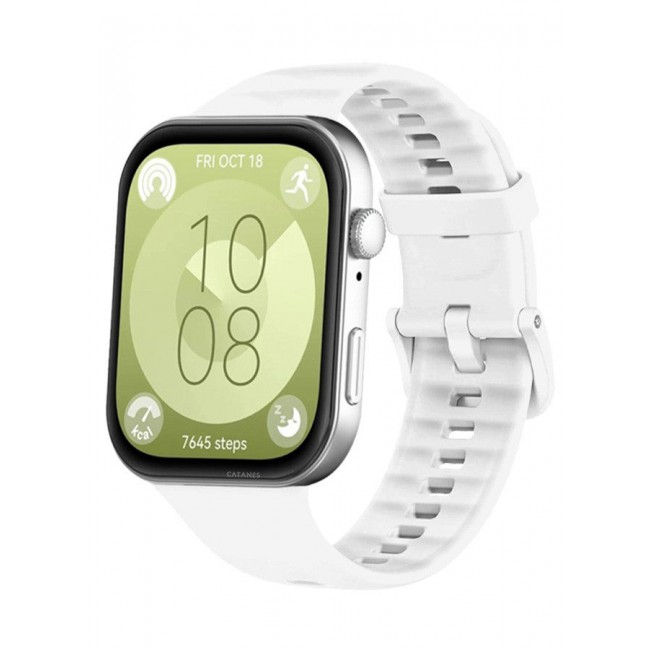 CATANES (for Watch Fit 3) Silicone Sport Band, Soft Adjustable Sport Breathable Replacement Watch Strap Loop /White