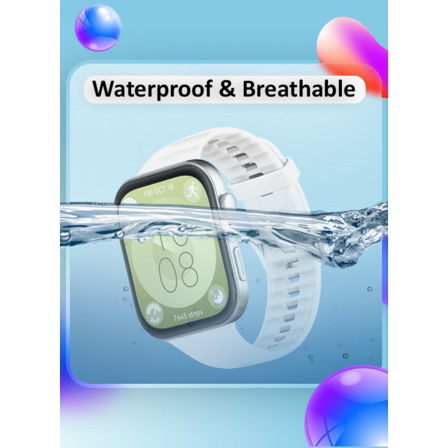 CATANES (for Watch Fit 3) Silicone Sport Band, Soft Adjustable Sport Breathable Replacement Watch Strap Loop /White