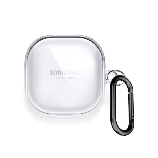 CATANES Samsung Galaxy Buds Live Crystal Clear Shockproof Case Transparent Ultra Slim Cover with Keychain Carabiner