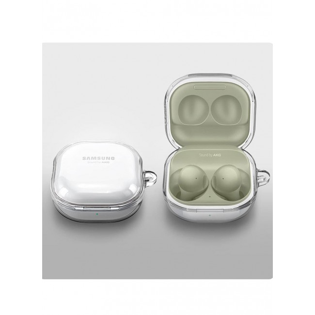 CATANES Samsung Galaxy Buds Live Crystal Clear Shockproof Case Transparent Ultra Slim Cover with Keychain Carabiner