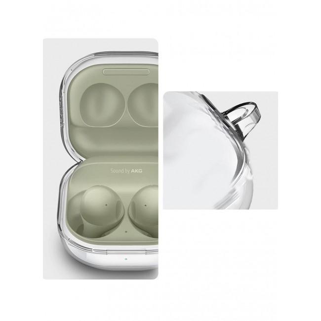 CATANES Samsung Galaxy Buds Live Crystal Clear Shockproof Case Transparent Ultra Slim Cover with Keychain Carabiner