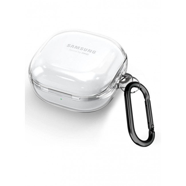 CATANES Samsung Galaxy Buds Live Crystal Clear Shockproof Case Transparent Ultra Slim Cover with Keychain Carabiner