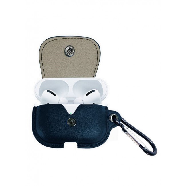 CATANES AirPods Pro Case Leather Case Cover with Keychain Compatible with Apple AirPods Pro 2019 Dark Blue
