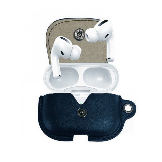 CATANES AirPods Pro Case Leather Case Cover with Keychain Compatible with Apple AirPods Pro 2019 Dark Blue
