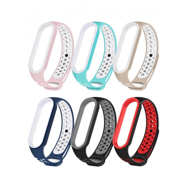 CATANES 6 Pack Xiaomi Mi Band 6 Mi Band 5 Silicone Band Adjustable Bracelets Watchband Sports Replacement Wristbands