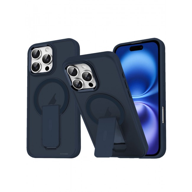 CATANES ( for iPhone 16 Pro Max ) Case Magnetic Kickstand Cover with Screen Camera Protection Support Wireless Charging Cover Midnight Blue