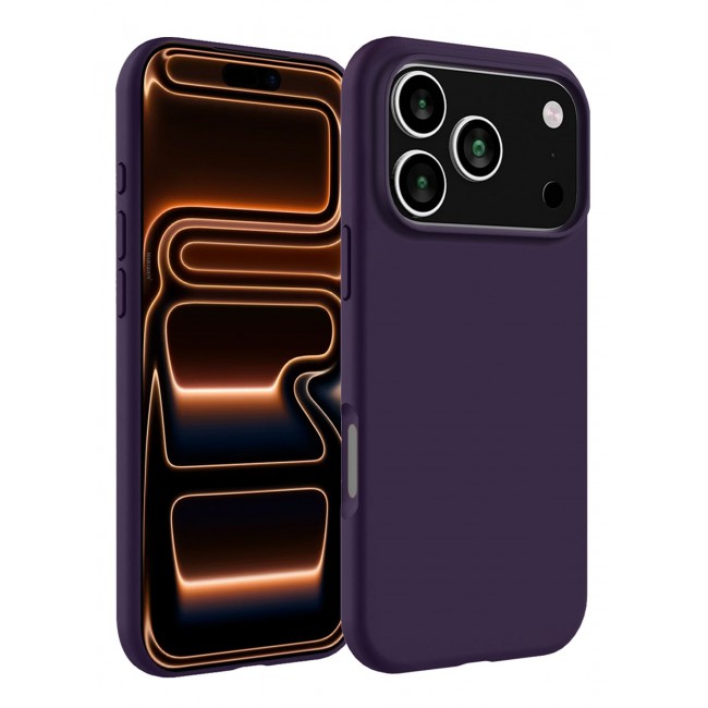 CATANES Silicone Protective Phone Case for iPhone 17 Pro Max - Soft Anti-Scratch Microfiber Lining Ultra Slim Drop Protection Phone Cover - Purple