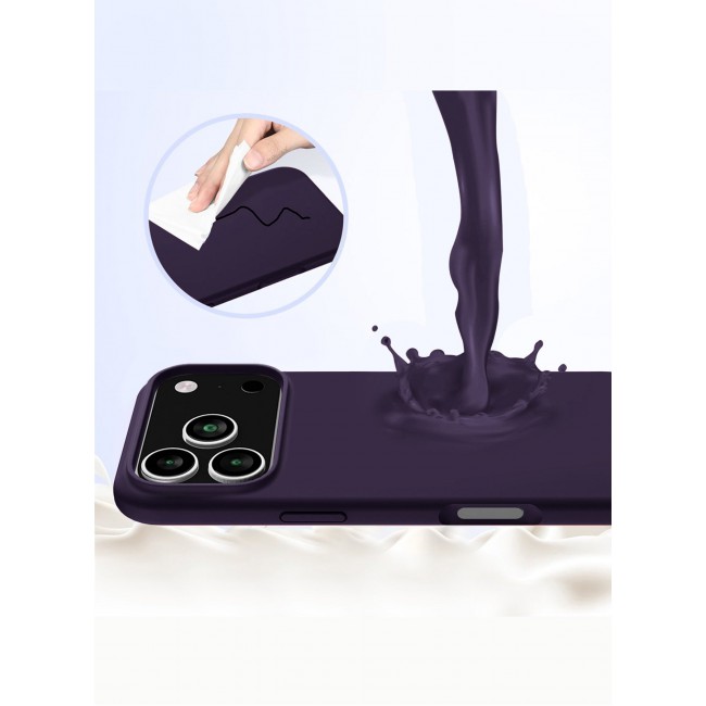 CATANES Silicone Protective Phone Case for iPhone 17 Pro Max - Soft Anti-Scratch Microfiber Lining Ultra Slim Drop Protection Phone Cover - Purple