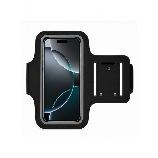 MARGOUN Sports Running Armband Case Compatible with iPhone 16 Pro – Water-Resistant Fitness Wristband Pouch for Gym, Workouts, Jogging with Key Holder and Reflective Strip