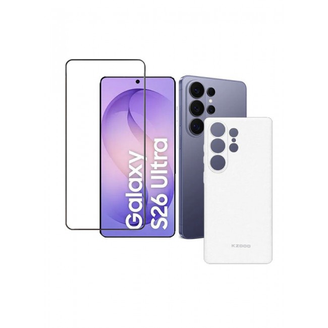 KZDOO 2Packs Case for Galaxy S26 Ultra Air Skin Case All Around Full Protection Ultra Slim 0.3mm Thickness 4g Feather Weight with 3D Screen Protector - Frosted Clear