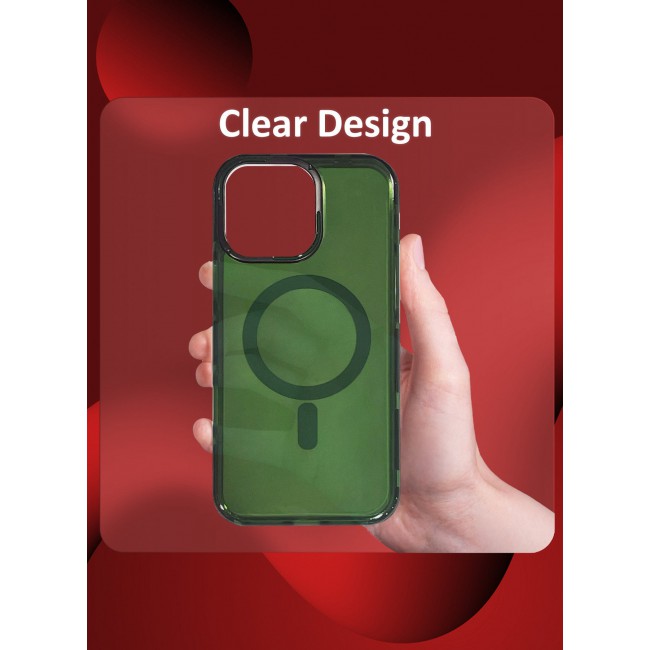 CATANES (for iPhone 15 Pro Max) Hard PC Magsafe Case Cover Polycarbonate Magnetic Strong Shockproof Protective Case Cover Transparent - Green Color