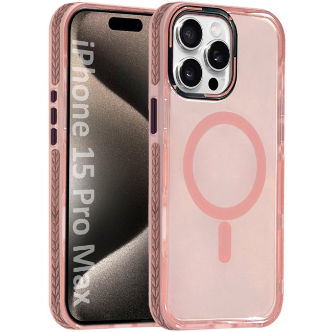 CATANES (for iPhone 15 Pro Max) Hard PC Magsafe Case Cover Polycarbonate Magnetic Strong Shockproof Protective Case Cover Transparent - Pink Color