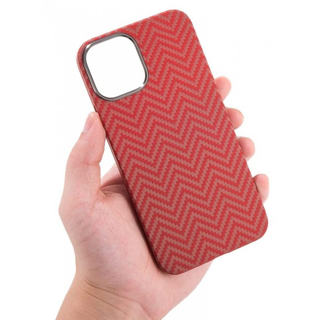 K-Doo Kevlar Series Genuine Carbon Fiber Case for Apple iPhone 12 Pro Max Ultra Slim Material All-Around Protective Back Cover Red