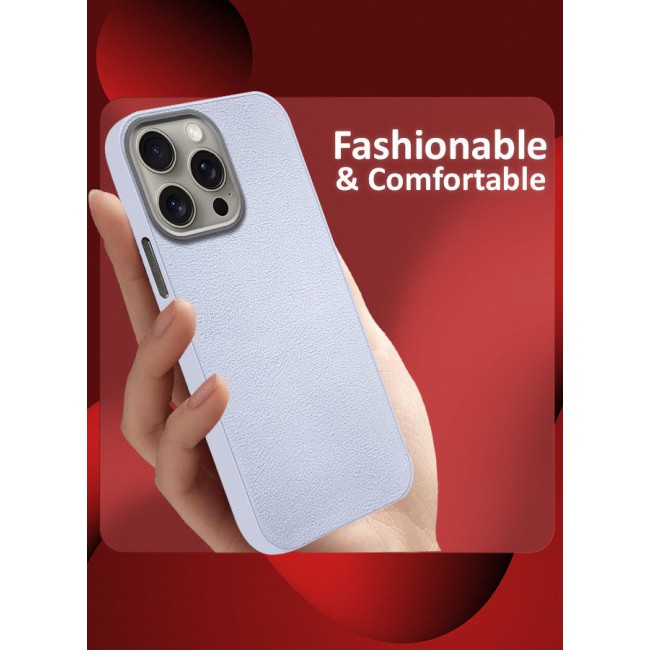 CATANES (for iPhone 15 Pro) Case Cover Leather Case with Lens Frame Shockproof Full Body Protective Cover Light Blue