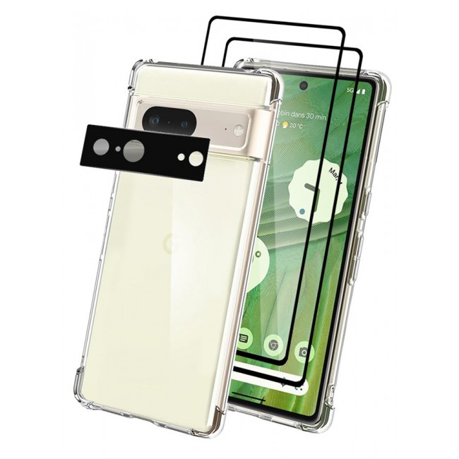 CATANES 4 Packs For Google Pixel 7 TPU Case and 2 Screen Protectors and Camera Lens Protector Clear Transparent Shockproof Protective Phone Case Scratch Resistant Reinforced Corners Cover
