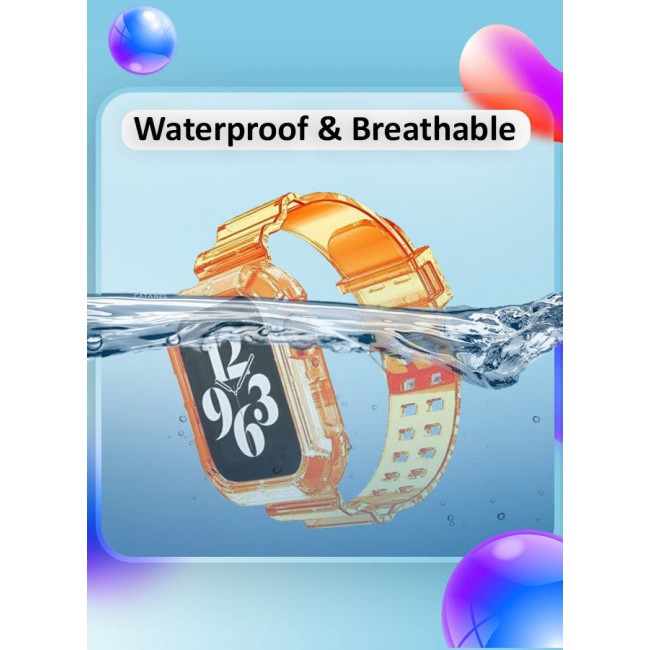 CATANES Clear iwatch Strap Bands TPU Smart Apple Watch Bands 42mm with Bumper Protective Case Crystal Sports Wristband Orange Color
