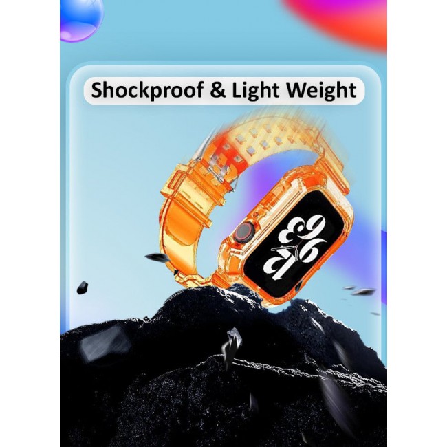 CATANES Clear iwatch Strap Bands TPU Smart Apple Watch Bands 42mm with Bumper Protective Case Crystal Sports Wristband Orange Color