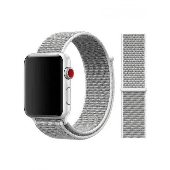 CATANES ( Nylon Sport Loop Band for Apple Watch 38mm 40mm 41mm ) Compatible with iWatch Series 7/SE/6/5/4/3/2/1 Seashell Light Grey Color
