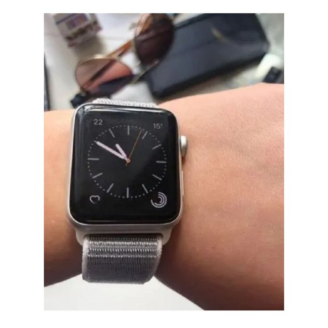 CATANES ( Nylon Sport Loop Band for Apple Watch 38mm 40mm 41mm ) Compatible with iWatch Series 7/SE/6/5/4/3/2/1 Seashell Light Grey Color