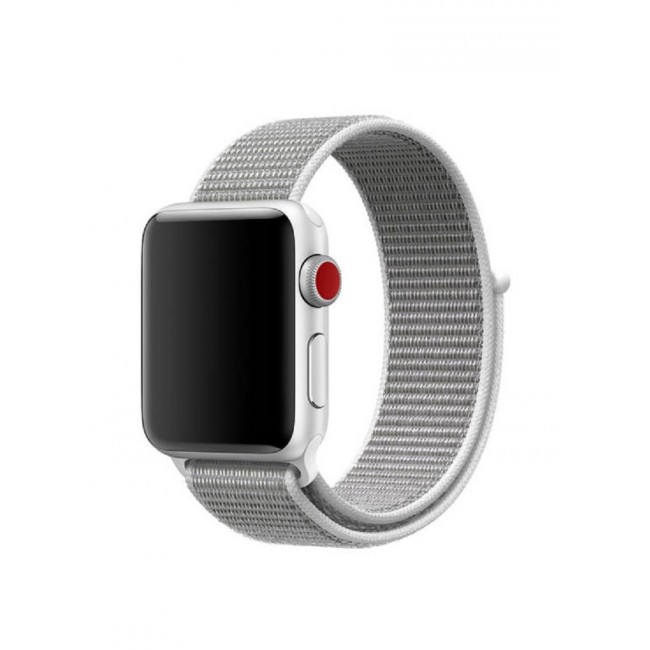 CATANES ( Nylon Sport Loop Band for Apple Watch 38mm 40mm 41mm ) Compatible with iWatch Series 7/SE/6/5/4/3/2/1 Seashell Light Grey Color