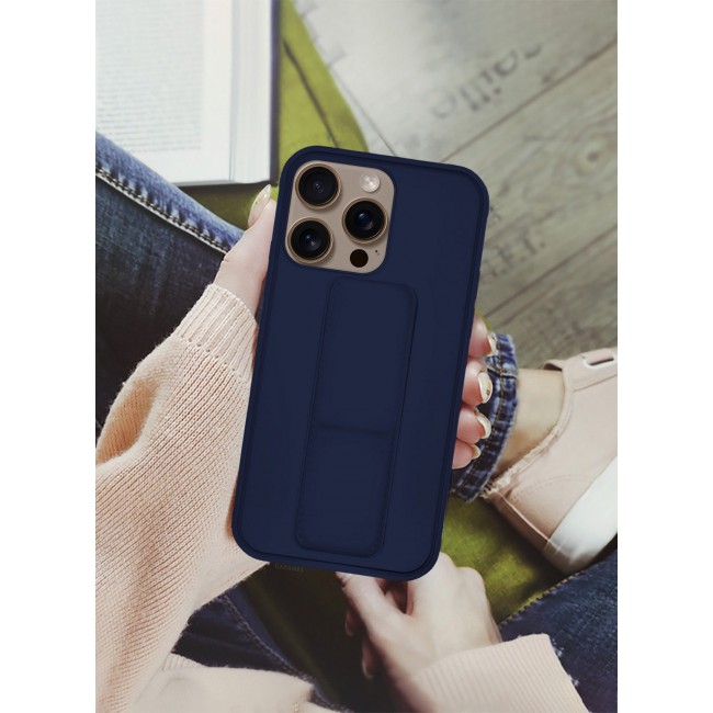 CATANES ( for iPhone 16 Pro Max ) Case Premium PU Leather Case with Stand Function Shockproof and Anti Scratch Finger Grip Case Cover / Dark Blue