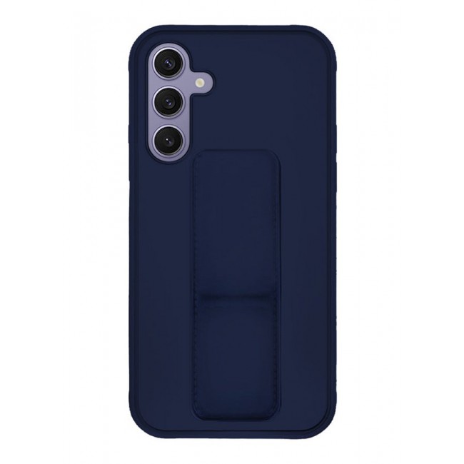 CATANES Samsung Galaxy S24 Plus Case Magnetic Stand and Holder Premium Silicone Vertical and Horizontal Hand Strap Grip Multi Stand Car Mount Kickstand Case Finger Strap Cover Blue