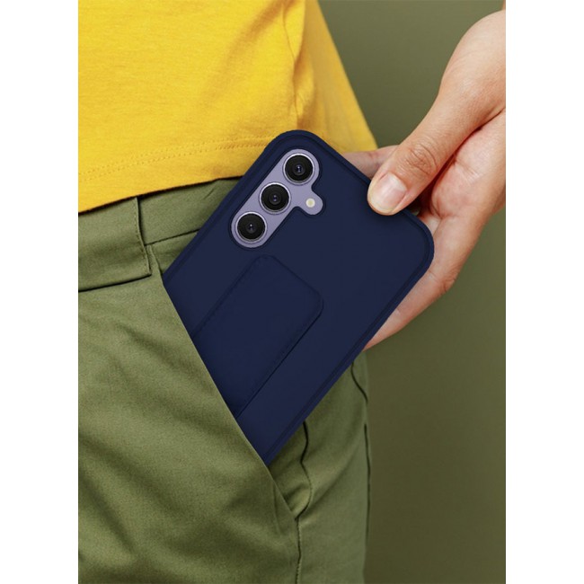 CATANES Samsung Galaxy S24 Plus Case Magnetic Stand and Holder Premium Silicone Vertical and Horizontal Hand Strap Grip Multi Stand Car Mount Kickstand Case Finger Strap Cover Blue