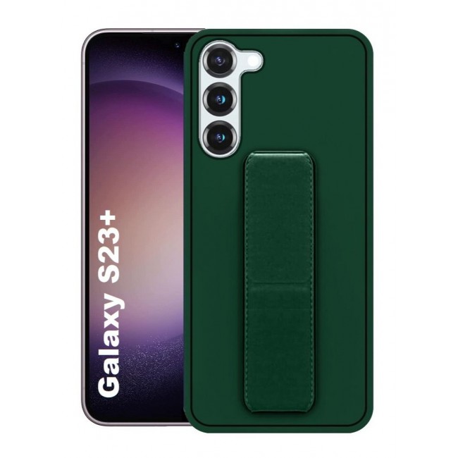 CATANES Samsung Galaxy S23 Plus Grip Case Magnetic Kickstand Cover with Foldable Hand Strap Green
