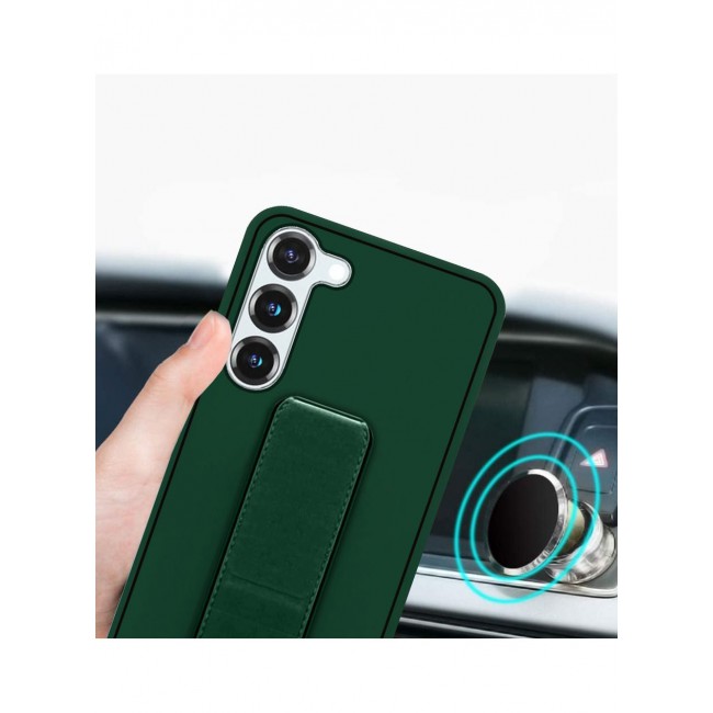 CATANES Samsung Galaxy S23 Plus Grip Case Magnetic Kickstand Cover with Foldable Hand Strap Green