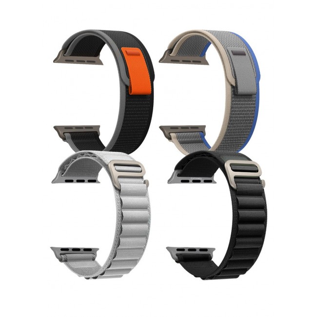 CATANES 4 Packs For Apple iWatch Bands Nylon Alpine and Trail Bands Compatible With Apple iWatch For Men Women Replacement Strap 49mm 45mm 44mm 42mm For iWatch Series Ultra/8/7/6/5/4/3/2/1/SE Multicolour