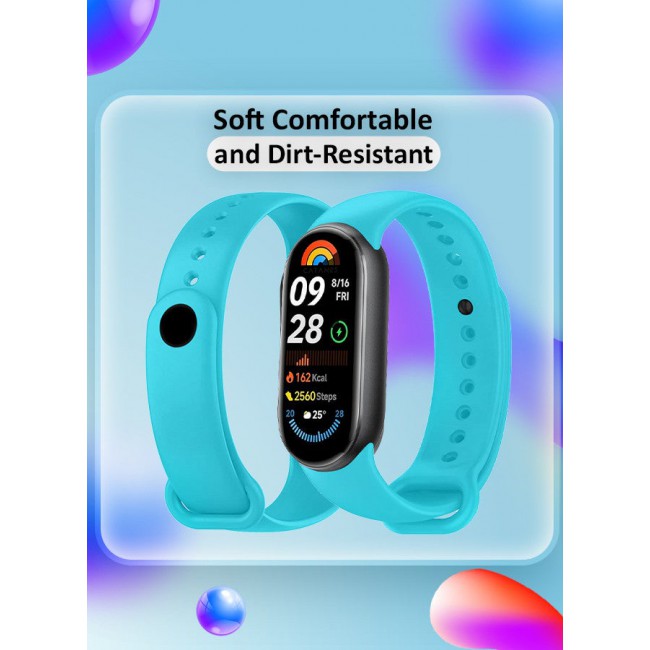 CATANES (for Mi Band 8 and 9) Strap Soft Silicone Replacement Sport Wristband for Xiaomi Mi Band 9 Watch Band Accessories for Women Men Light Blue