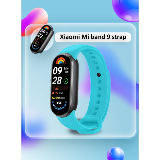 CATANES (for Mi Band 8 and 9) Strap Soft Silicone Replacement Sport Wristband for Xiaomi Mi Band 9 Watch Band Accessories for Women Men Light Blue