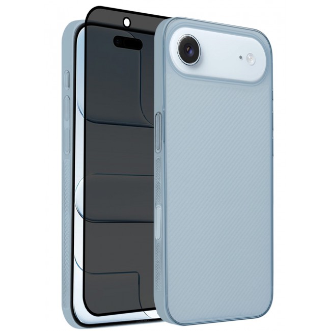 CATANES 2 Packs Case Cover for iPhone 17 Air - Sturdy Durable Ultra-Thin Case - Air Skin Line Design Transparent Back Cover - Drop Protection Cover with Privacy Screen Protector - Light Blue