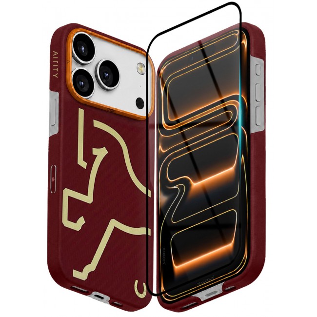 AIRITY 2 PACK Horse Style Bamboo Protective Case for iPhone 17/18 Pro Max Magsafe Ultra Durable, Lightweight & Premium Design Burgundy