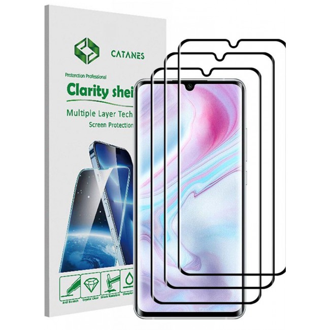 CATANES 3 Pack For Xiaomi Mi CC9 Pro Screen Protector Tempered Glass Full Glue Back