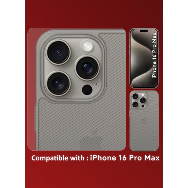 CATANES ( for iPhone 16 Pro Max ) Case Air Skin Line Design Back Cover Sturdy Durable Ultra-Thin Case Drop Protection Cover Clear - Dark Grey