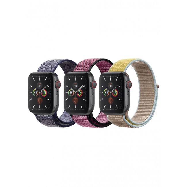 CATANES 3 Pack For Apple Watch 41mm 40mm 38mm Nylon Sport Loop Band Compatible With iWatch Series 7 SE 6 5 4 3 2 1 Men Women Braided Stretchy Nylon Loop Bands