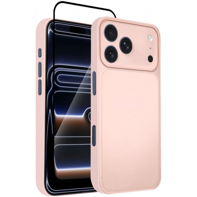 CATANES 2 Packs Air Skin Case Cover for Apple iPhone 17 Pro - Sturdy Back Cover - Durable Thin Case - Drop Protection Cover with 3D Screen Protector - Pink