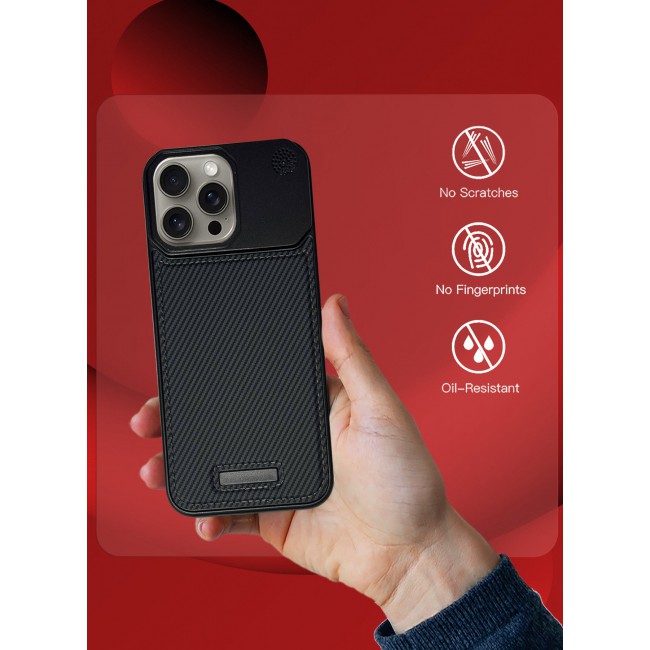 CATANES iPhone 15 Pro Max 2 Pack Case Leather Metal Design, Slim Lightweight Minimalist Cover,1 Case 1 Screen Protector