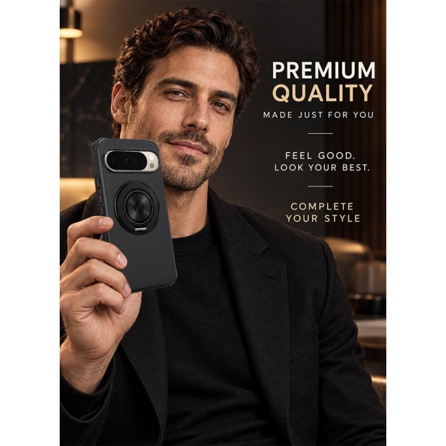 CATANES Magnetic Kickstand Rugged Armor Case for Google Pixel 10 Pro XL - MagSafe Compatible Heavy Duty Cover - Black
