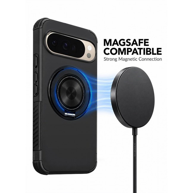 CATANES Magnetic Kickstand Rugged Armor Case for Google Pixel 10 Pro XL - MagSafe Compatible Heavy Duty Cover - Black