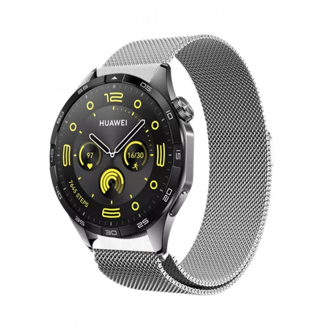 CATANES (for Huawei GT4 22mm) Milanese Strap, Adjustable Stainless Steel Band Men and Women Mesh Loop Magnetic Clasp Replacement Band Silver