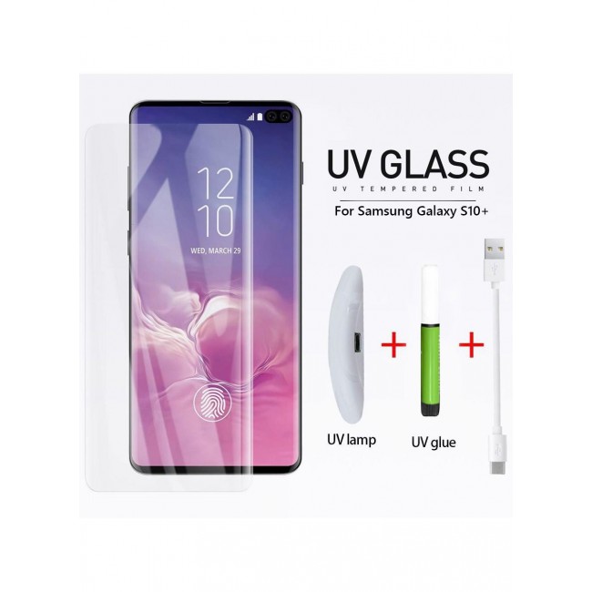 CATANES Samsung Galaxy S10 UV Screen Protector 6D Tempered Glass 9H Adhesive Nano Liquid UV Glue Full Coverage Clear