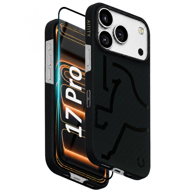 AIRITY 2 PACK Horse Style Bamboo Protective Case for iPhone 17/18 Pro Magsafe Ultra Durable, Lightweight & Premium Design Full Black