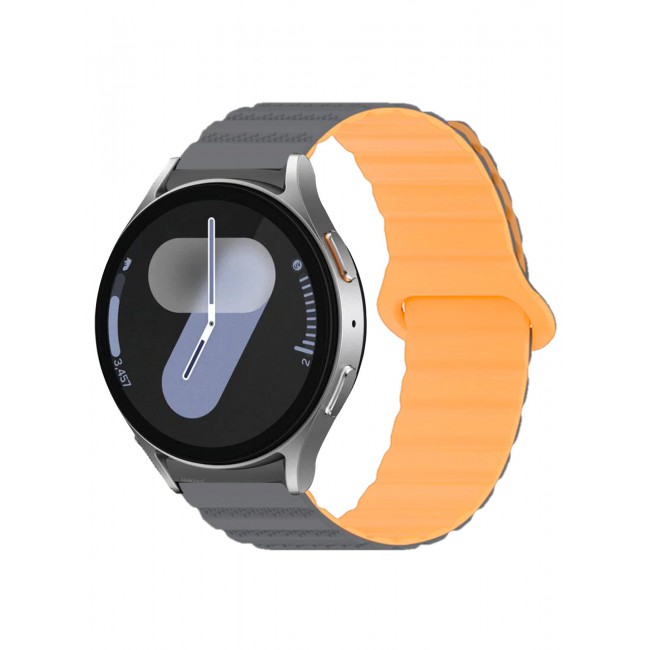 CATANES Sport Magnetic Strap Compatible with Samsung Galaxy Watch 7 6 5 4 40mm 44mm/for Galaxy Watch 6 4 Classic Band 42mm 46mm 43mm 47mm/Watch 5 Pro Band 45mm/Active 2, 20mm Adjustable - Grey Orange