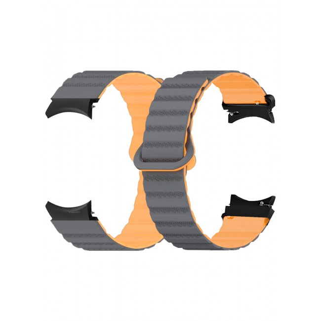 CATANES Sport Magnetic Strap Compatible with Samsung Galaxy Watch 7 6 5 4 40mm 44mm/for Galaxy Watch 6 4 Classic Band 42mm 46mm 43mm 47mm/Watch 5 Pro Band 45mm/Active 2, 20mm Adjustable - Grey Orange