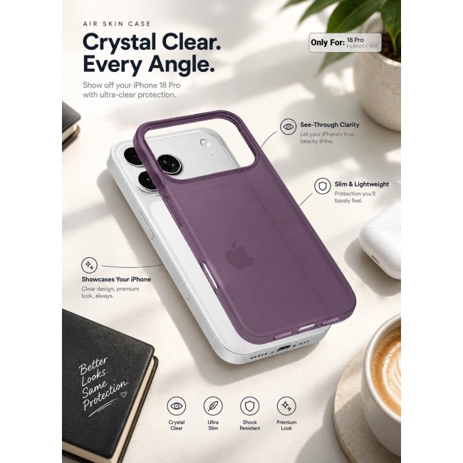 CATANES 2 Pack Air Skin Frosted Matte Case for iPhone 18 Pro - Stylish Ultra Slim Back Cover - Burgundy