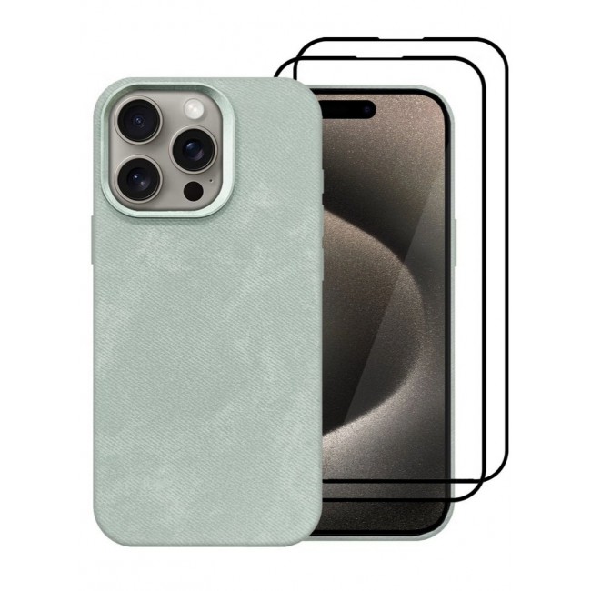 CATANES 3Packs iPhone 15 Pro Max Alcantara Case Cover Premium Quality Luxurious Soft Touch Protection with Metal Camera Frame with Two 3D Screen Protectors