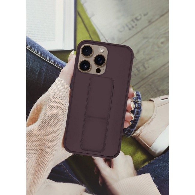 CATANES ( for iPhone 16 Pro ) Case Premium PU Leather Case with Stand Function Shockproof and Anti Scratch Finger Grip Case Cover / Merlot