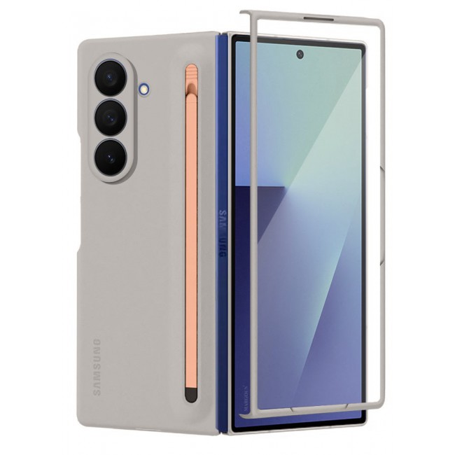 CATANES Case Cover and S Pen for Samsung Galaxy Z Fold 7, Slim Case with Built-in Compact S Pen, Holder and Storage Slot for Pen - Grey